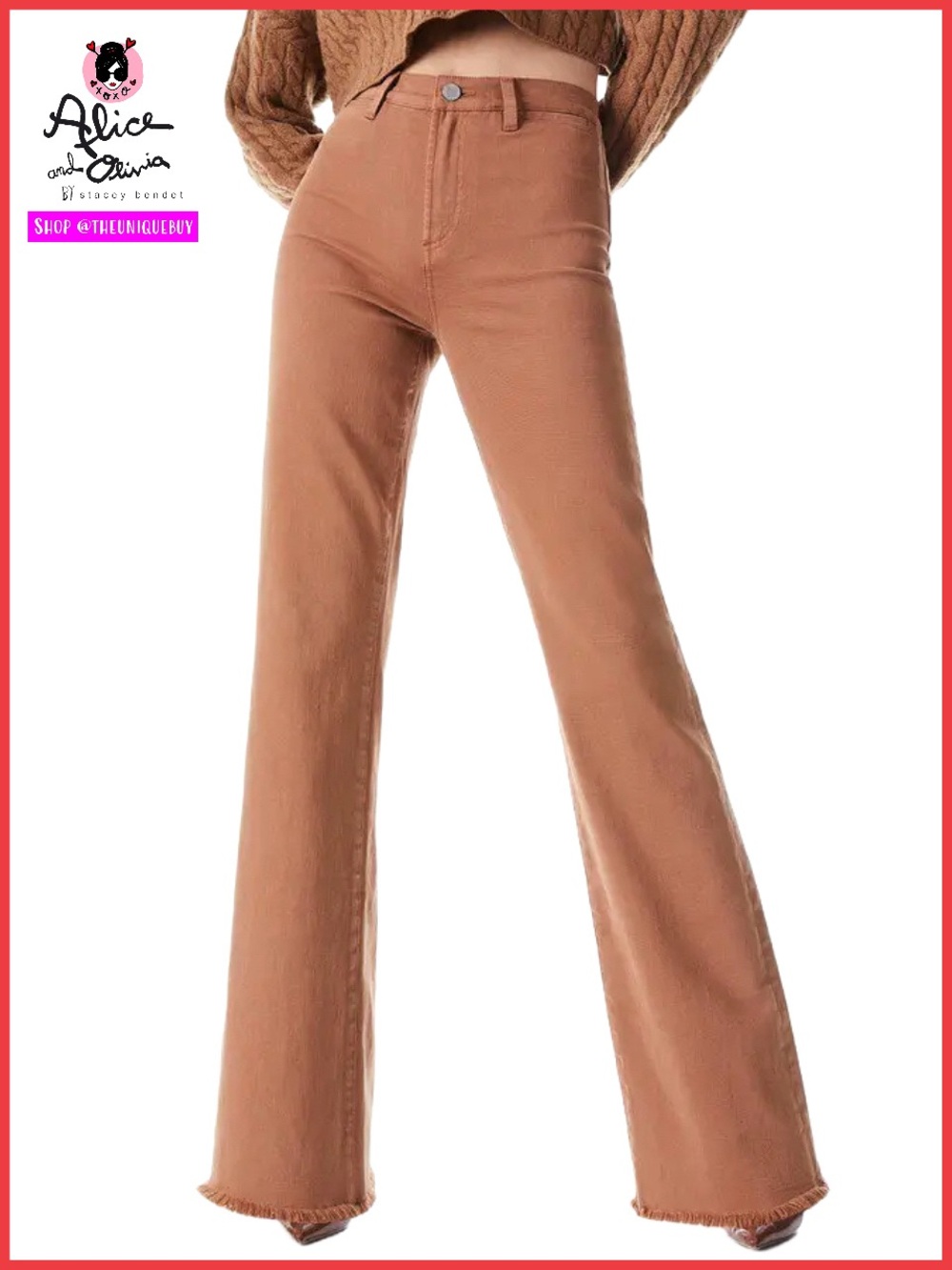 Alice + Olivia Gorgeous Coin Pocket Camel Brown Jeans Pant